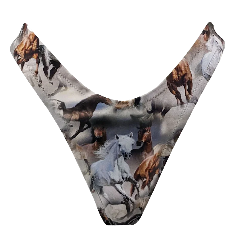 cotton - blend women thongs for breathable everyday wearLEN SWIM THONG - HORSES