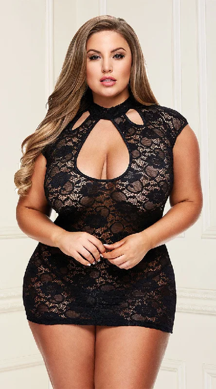 women lounge dress with a machine - washable fabric for easy carePlus Size Proper Hello Lace Chemise