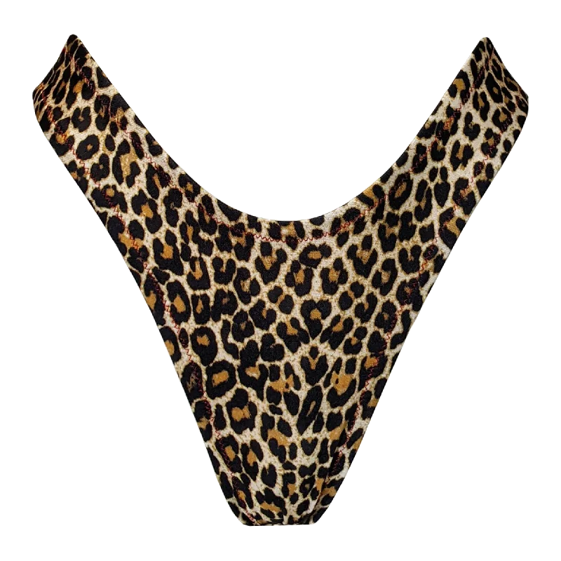 seamless quick - drying women thongs for water - based activitiesLEN SWIM THONG - LEOPARD