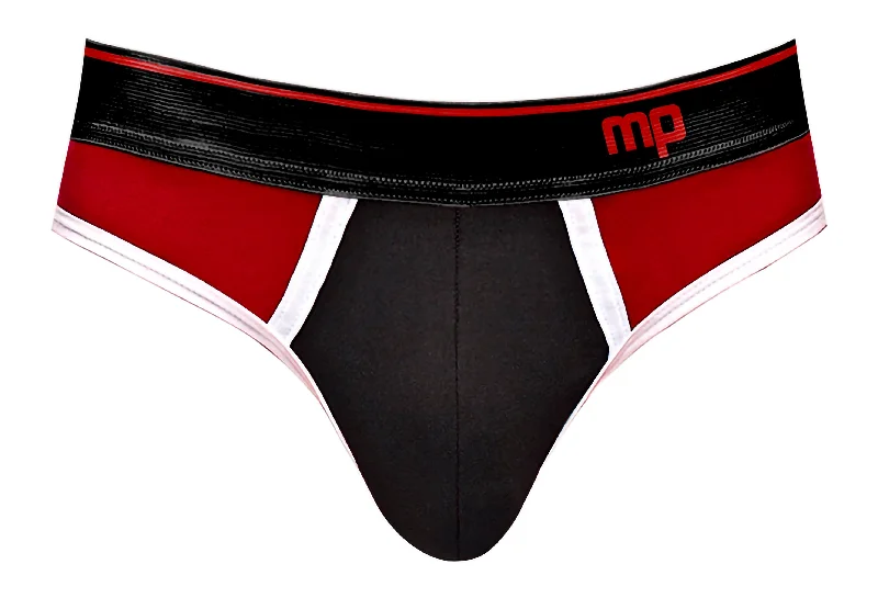 sheer women thongs for a sexy and alluring appearanceRetro Sport Panel Thong - S/ M - Red/ Black