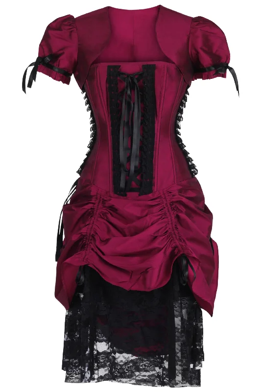 historical reenactment women bustiers and corsetsHistorically Inspired Magenta Corset Dress with Bolero