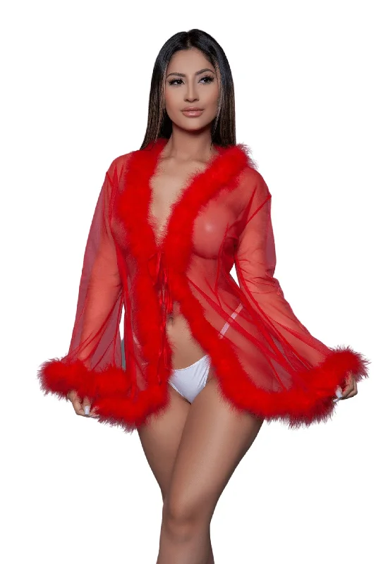 women robes for a stylish hospital stayVintage Look Marabou Short Robe