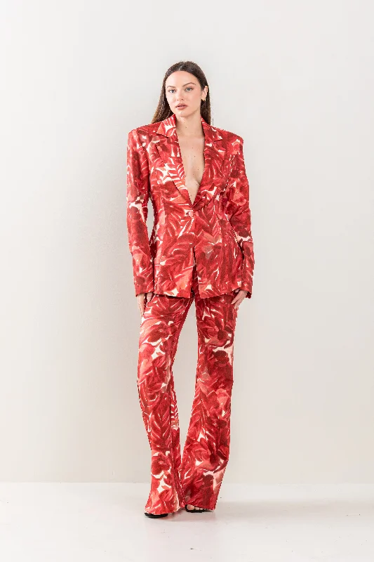 women sexy dresses with cut - out backsTie Dye Floral Blazer Pant Set