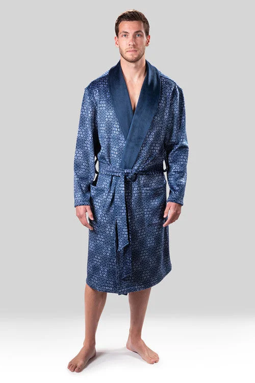 women robes with a contrast - colored beltKasem Comfort Velour Medallion Shawl Collar Robe