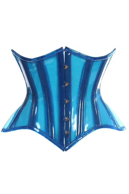 Gothic women bustiers and corsets aestheticBlue Clear Curvy Underbust Waist Cincher Corset