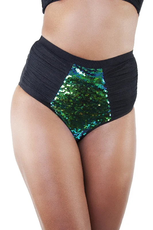 Women's pastel - colored briefs for a feminine appealPeek & Beau - Tallulah Ruched Tulle Green Sequin Brief