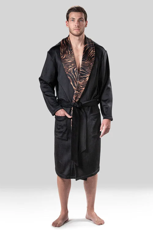 women robes with a nautical - themed patternKasem Comfort Velour Shaw Collar Robe