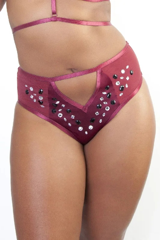 Women's maternity briefs for expectant mothersPeek & Beau - Betsy Wine Studded High Waist Brief