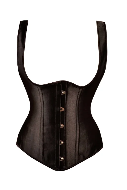 designer women bustiers and corsets collectionsBlack High Back Underbust Corset With Straps