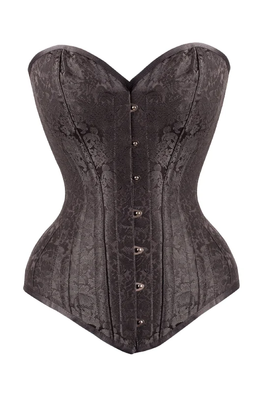 Victorian style women bustiers and corsetsLong Black Brocade Expert Waist Training Corset