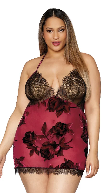 women lounge dress for a hotel stay in stylePlus Size Touch of Rose Chemise