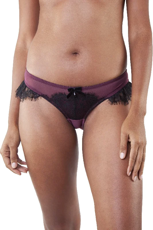 Women's adjustable - fit briefs with elastic sidesKarine Lace Overlay Brief Wine/Black