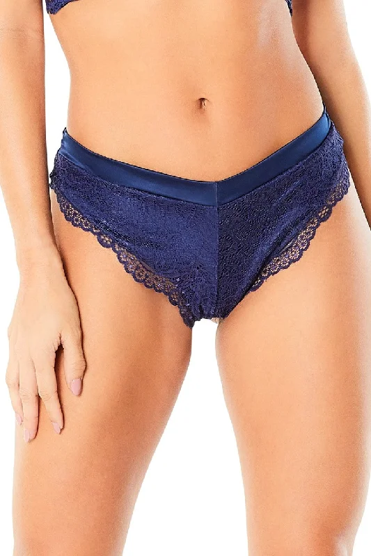 seamless high - cut women thongs for a seamless silhouetteHigh Leg Lined Thong With Crossing Back Straps - Estate Blue - Small