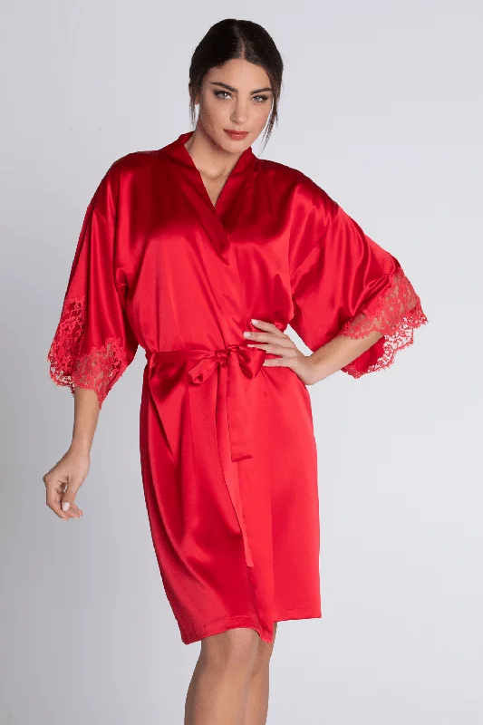 lightweight women robes for summer useSplendeur Soie Mid Length Robe Rouge, Size M (UK 12)