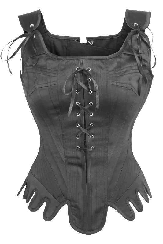 convertible women bustiers and corsetsHistorically Inspired Black Satin Overbust Corset