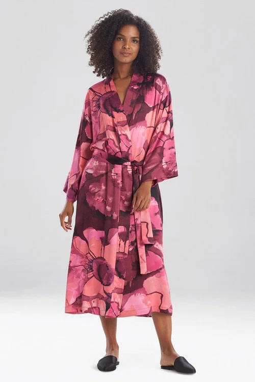 women robes with a color - blocking effectCanyon Lotus Satin Robe