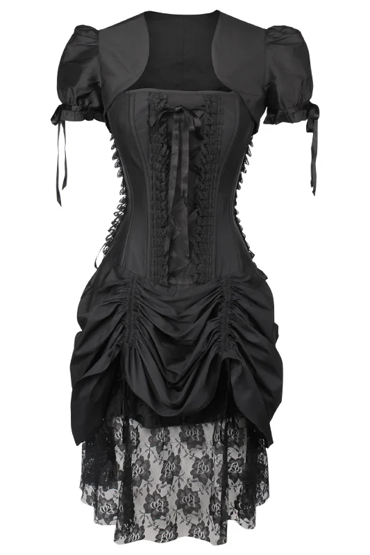 plus size women bustiers and corsetsHistorically Inspired Black Corset Dress with Bolero