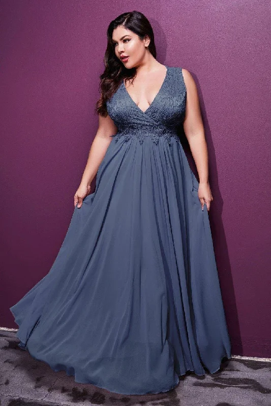 women sexy dresses with removable trainsSmoky Blue 20 Cinderella Divine S7201 Long Plus Size Prom Dress Sale