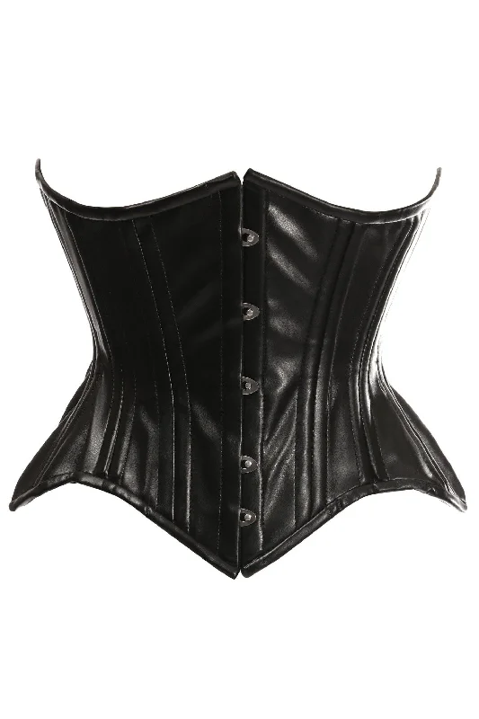 beaded women bustiers and corsetsTop Drawer Black Faux Leather Double Steel Boned Curvy Cut Waist Cincher Corset