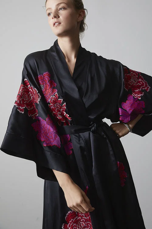 open - front women robes for easy wearImperial Embroidery Silk Robe