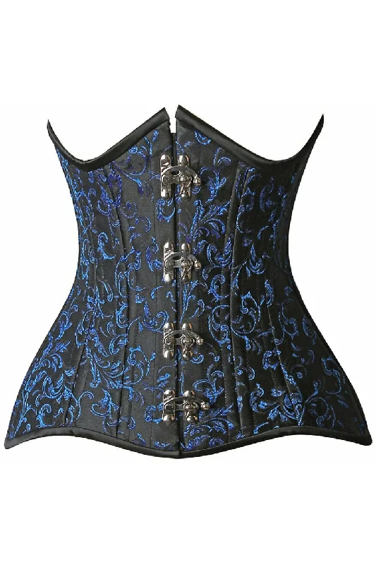 bridal women bustiers and corsetsTop Drawer CURVY Blue Brocade Double Steel Boned Under Bust Corset