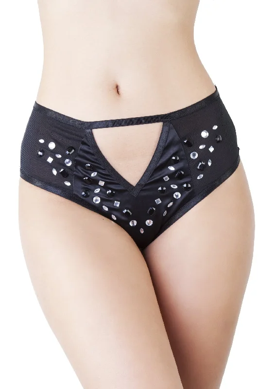 Women's polka - dot briefs for a retro vibePeek & Beau - Betsy Black Studded High Waist Brief