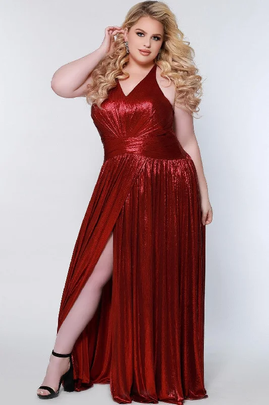 women sexy dresses with asymmetric hemlinesSydneys Closet CE2201 Plus Size Long Halter Prom Dress