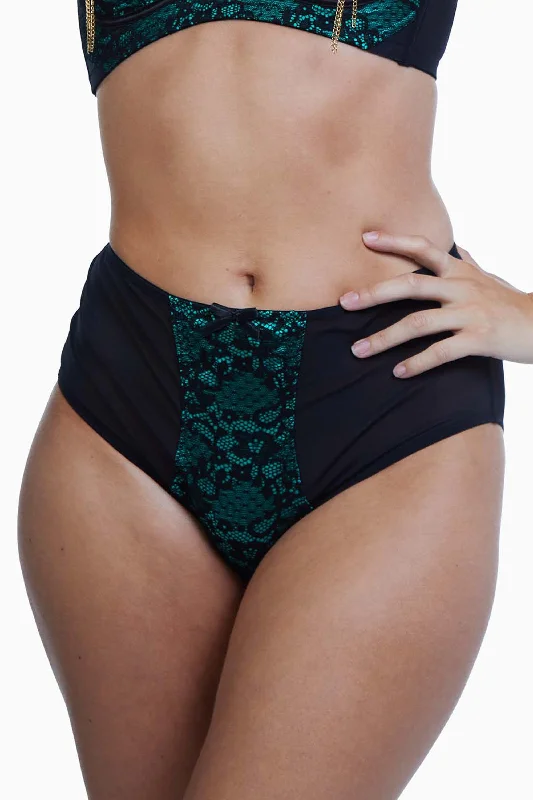 Women's microfiber briefs for a lightweight optionElsie Emerald Lace High Waisted Brief