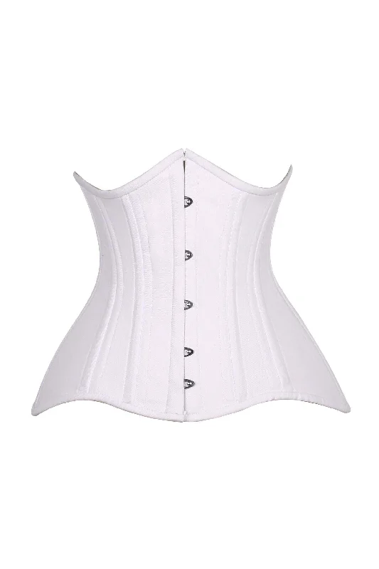 satin fabric women bustiers and corsetsTop Drawer CURVY White Cotton Double Steel Boned Underbust Waist Cincher Corset