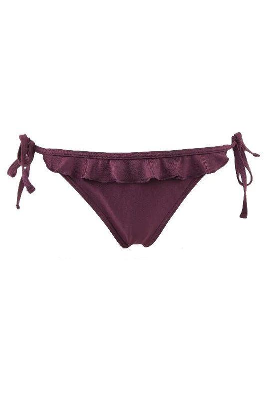 Women's nylon - reinforced briefs for durabilityPeek & Beau Wine High Shine Ruffle Frill Tie Side Brief