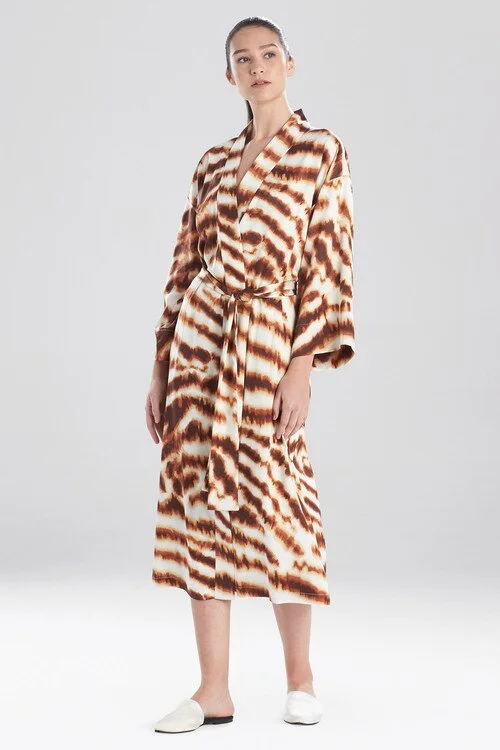 women robes with a quick - dry fabric for frequent useEthereal Tiger Satin Robe