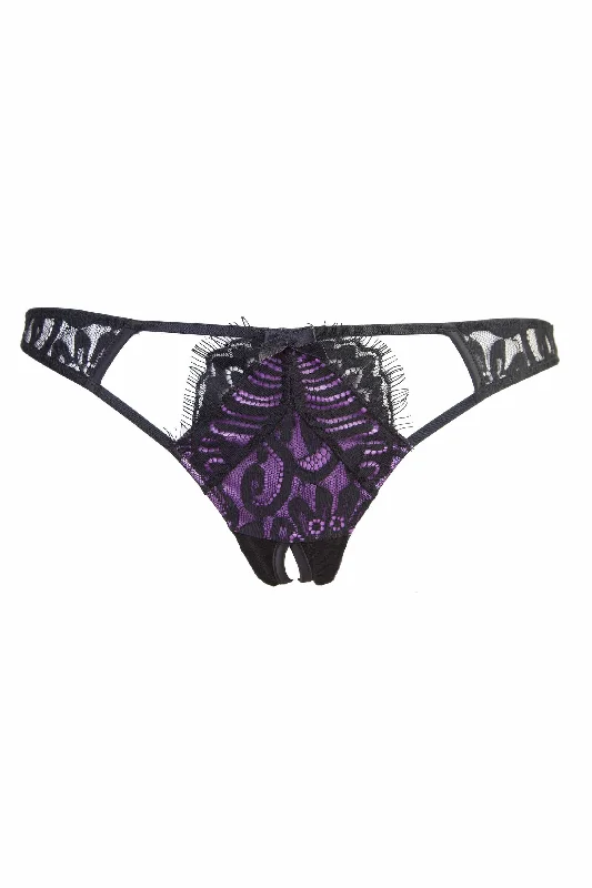 Women's thong briefs with a beaded waistbandCandy Ultra Violet/Black Ouvert Brief Curve