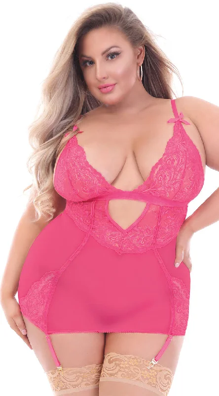 silk - like women lounge dress for a luxurious feelPlus Size Craving Carnation Chemise Set