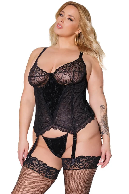 teddy women lingerie for a seductive appealPlus Lace Bustier & G-String Set