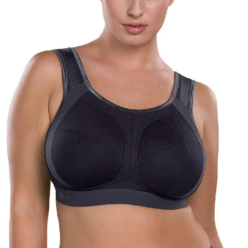 Women's bras with moisture - wicking propertiesAnita Extreme Control Plus Big Cup Sports Bra, Black/Anthracite | Black Full Coverage Sports Bra | Anita Sport Bra