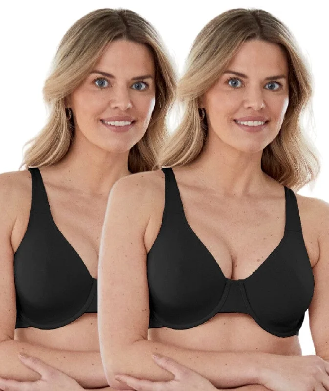 Women's bras with a seamless constructionBestform Unlined Cotton Stretch T-Shirt Bra with Underwire 2 Pack - Black