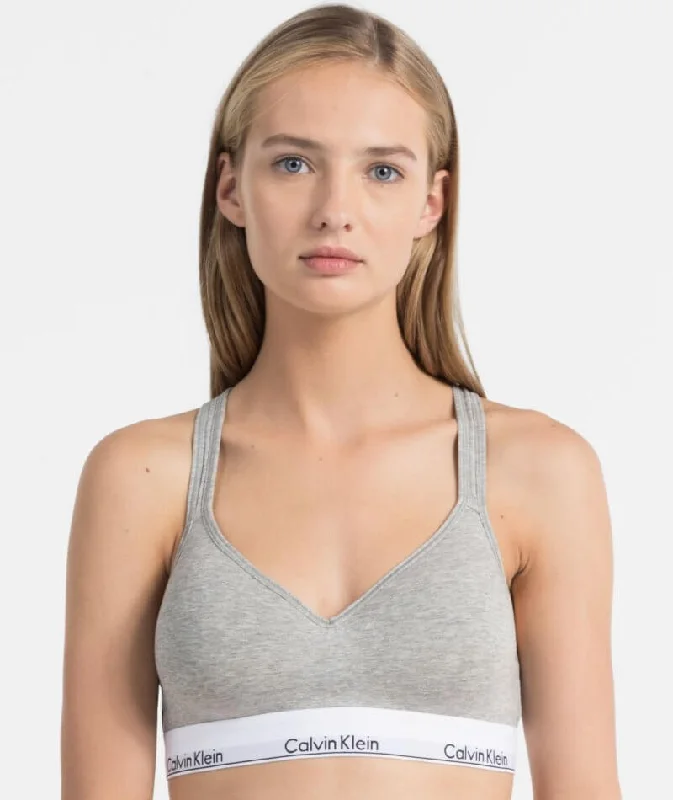 Women's sports bras with a racerback designCalvin Klein Modern Cotton Lightly Lined Bralette - Grey Heather