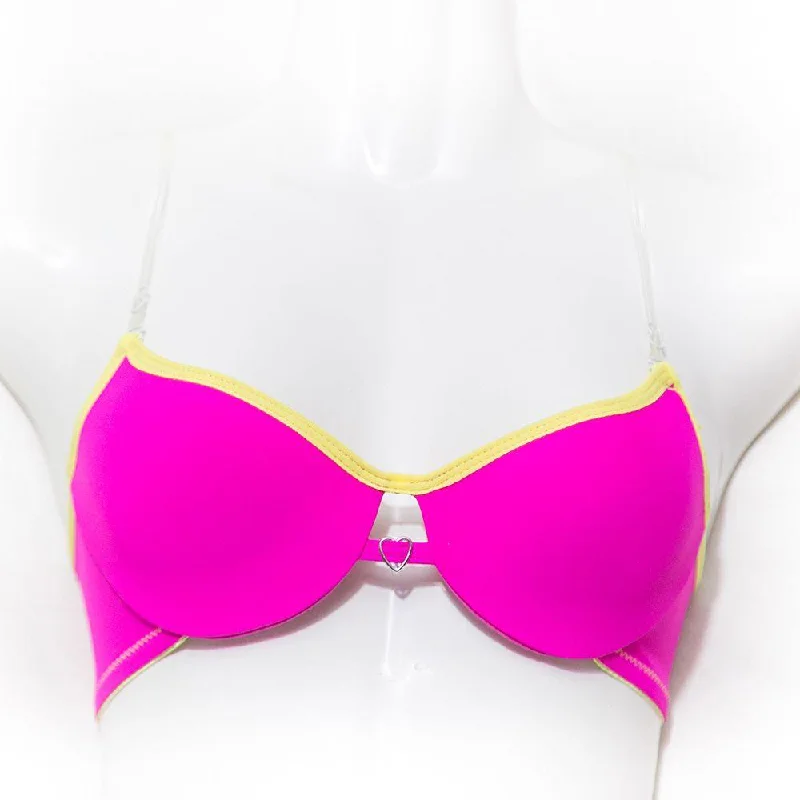 Women's underwire bras for extra supportLove Bra - Pink & Yellow - Removable Straps Pushup Bra