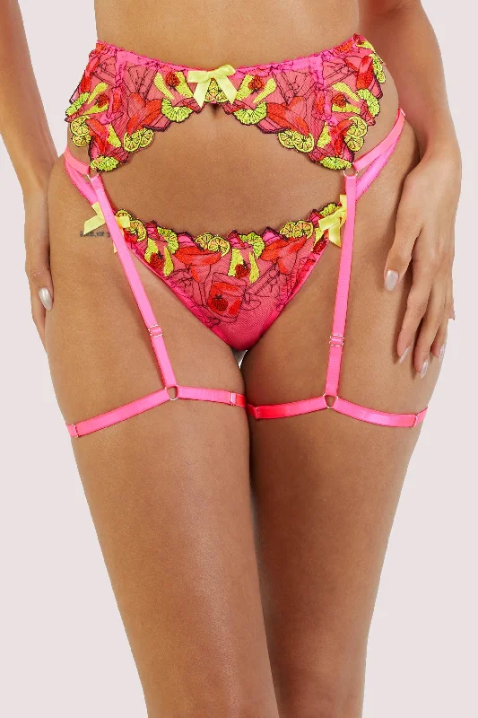 Women's Panache bras for larger bustsMagda Pink Neon Cocktail Embroidery Suspender Belt