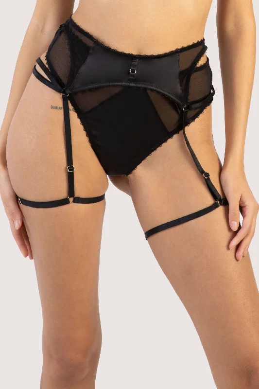 Women's red bras for a bold statementNoelle Black Satin Strappy Suspender Belt