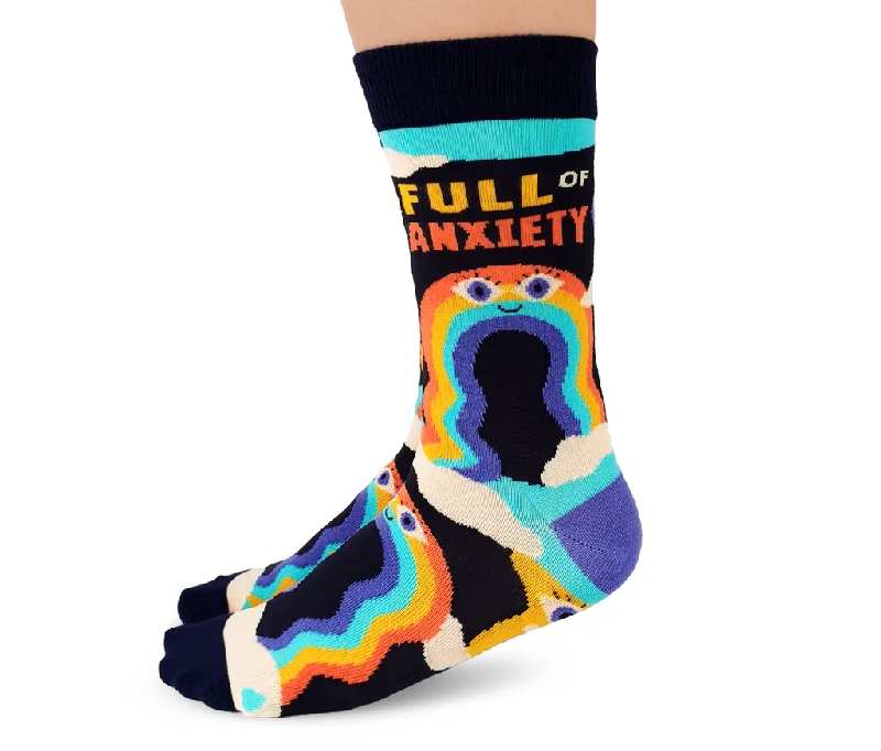 Women's compression socks for improved circulation"Anxiety" Cotton Crew Socks by Uptown Sox - Medium