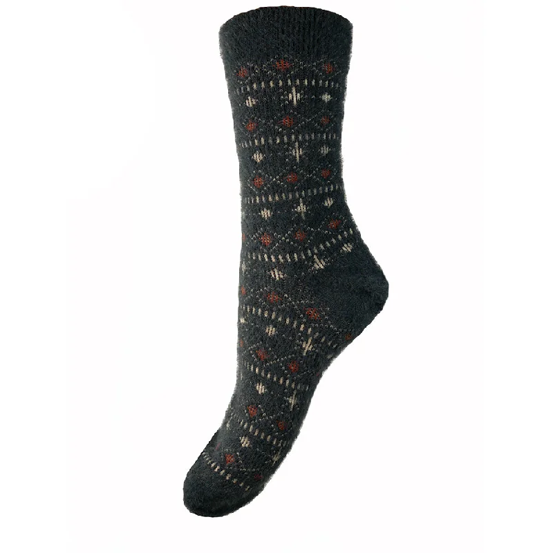 Women's quick - dry socks for water activitiesBlack patterned Wool Blend Socks