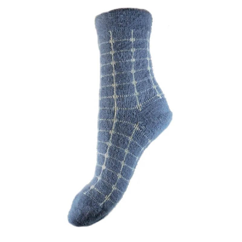 Women's anti - odor socks for long - day freshnessBlue Fluffy Criss Cross wool blend socks