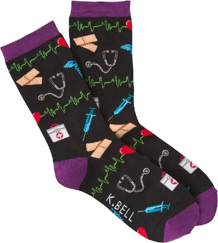 Women's silk - lined socks for a luxurious feel"Occupation" Crew Socks by K Bell-Medium