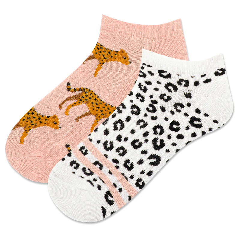 Women's spandex - infused socks for stretch"Cheetah" Polyester Ankle Socks by Hot Sox - 2 Pack - Medium - SALE