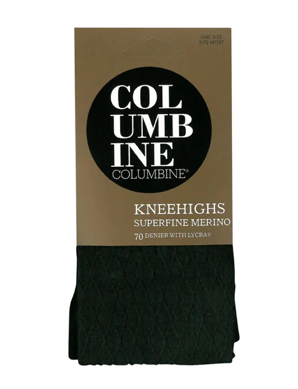 Women's hypoallergenic socks for sensitive skinColumbine 2499 Argyle Diamond Superfine Merino Wool 70 Knee Highs