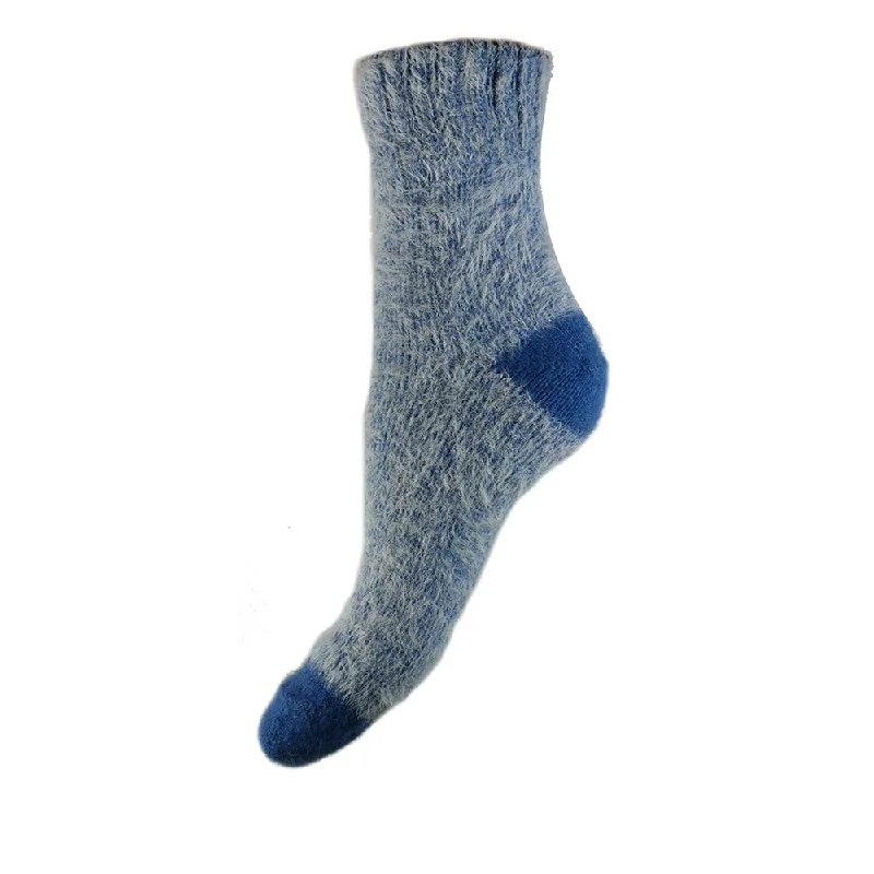 Women's arch - support socks for better comfortDark blue plain soft socks with contrasting heel and toe