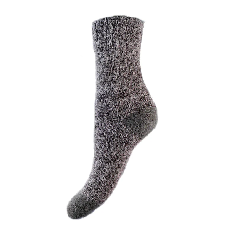 Women's non - slip socks for safetyGrey soft socks with contrasting heel and toe