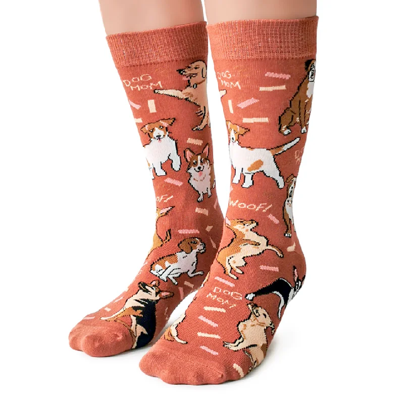 Women's cable - knit ankle socks for a cozy style"Dog Ma" Cotton Crew Socks by Uptown Sox - Medium