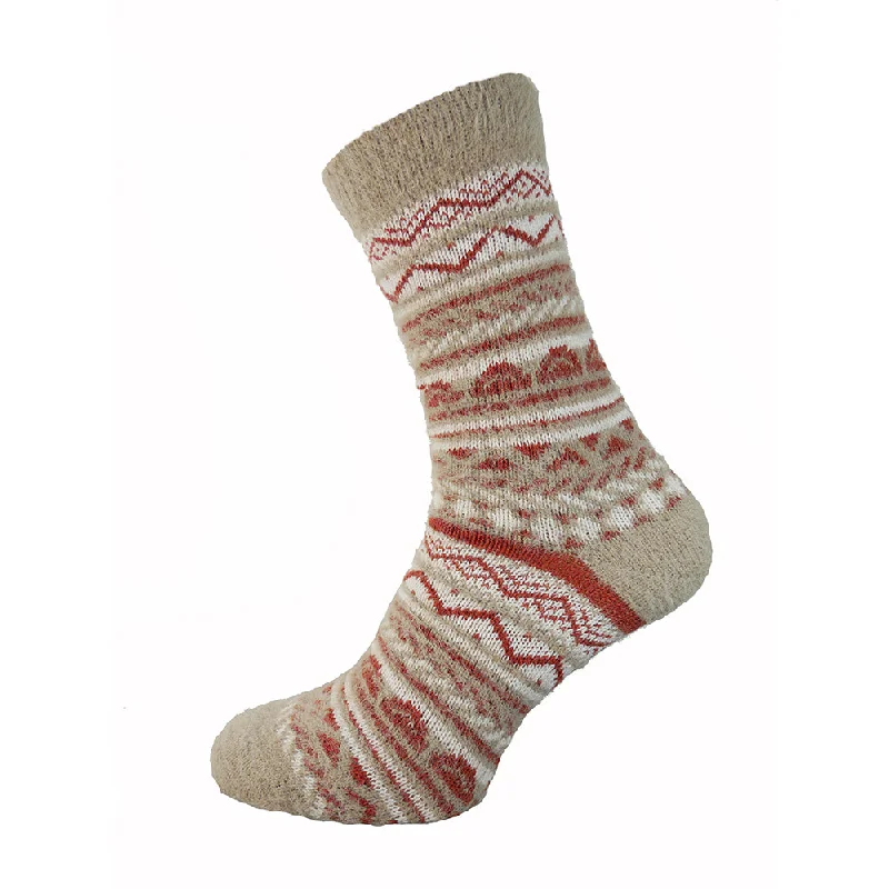 Women's satin - trimmed socks for a touch of eleganceFawn and red patterned Wool blend socks